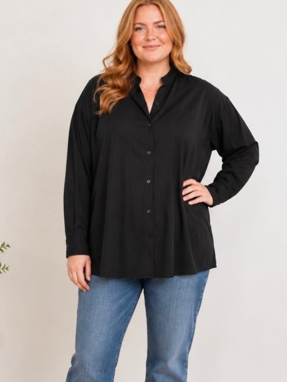 Classic Black Button-Down Womens Shirt